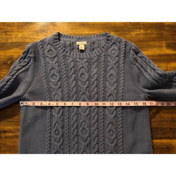 LL Bean Women's Medium Sweater Cable Knit 100% Cotton Pullover Crewneck - Picture 5 of 8
